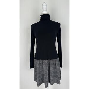 Theory Haven Turtleneck Long Sleeve Dress Womens Small Black White Short